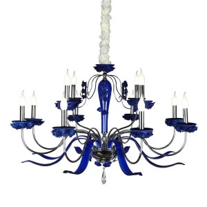 Подвесная люстра Omnilux Muntiggioni OML-70403-12 синяя OMNILUX ДИЗАЙНЕРСКИЕ, MUNTIGGIONI CHROME, ДВУХЪЯРУСНЫЕ 188403 Синий