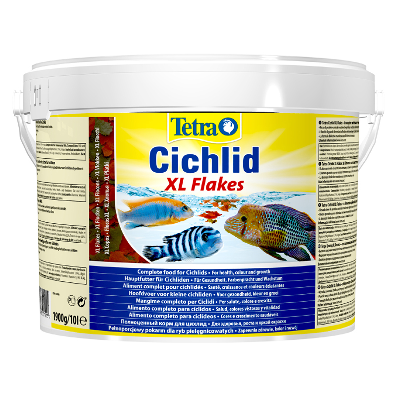 ПР0042193 Корм для рыб Cichlid XL для всех видов цихлид, крупные хлопья 10л (ведро) TETRA 