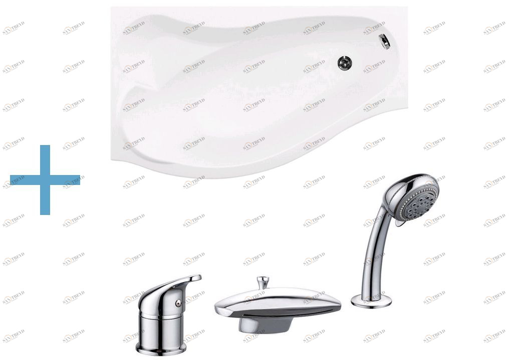 Акриловая ванна Aquanet Palma 170x90/60 L (каркас + смеситель Aquanet Practic 2 AF111-63B) 002040220018363100216780