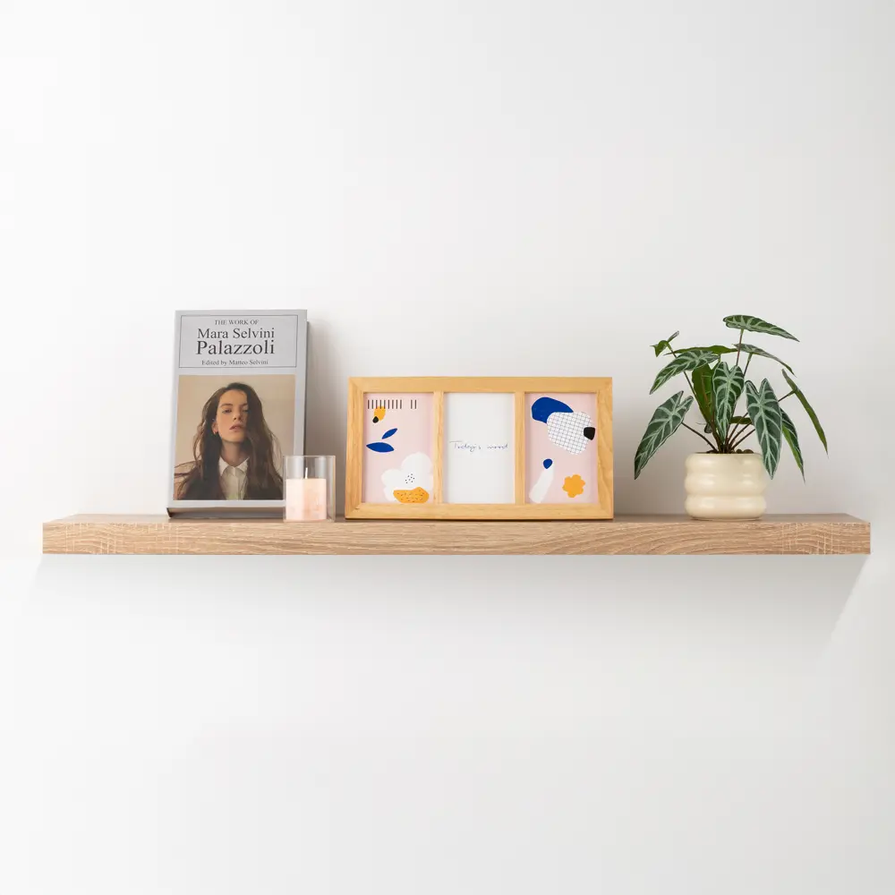 Настенная полка KONSENSA 100x23.5 см со скрытым креплением МДФ цвет дуб STLM-2201676 - Вид №7