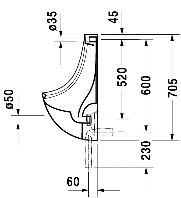 0847370000 Настенный писсуар, уринал с мушкой Duravit  - Вид №2
