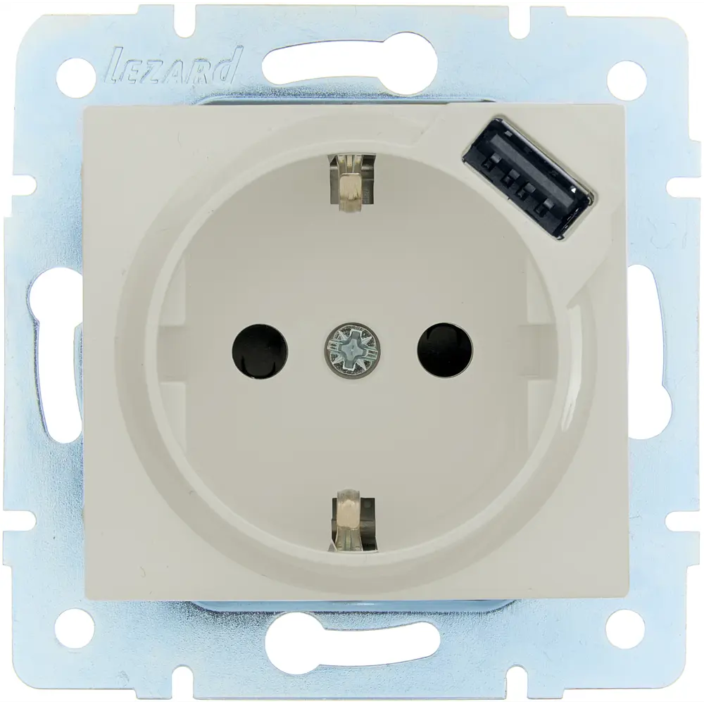 Розетка USB встраиваемая Lezard Asti с заземлением цвет кремовый 89385430 STLM-2055361