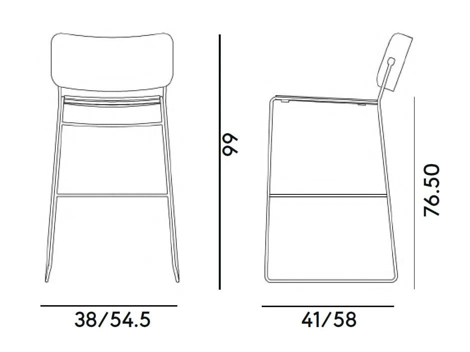 Высокий табурет из стали и ясеня Billiani Button Down ARCH-00031553 - Вид №2