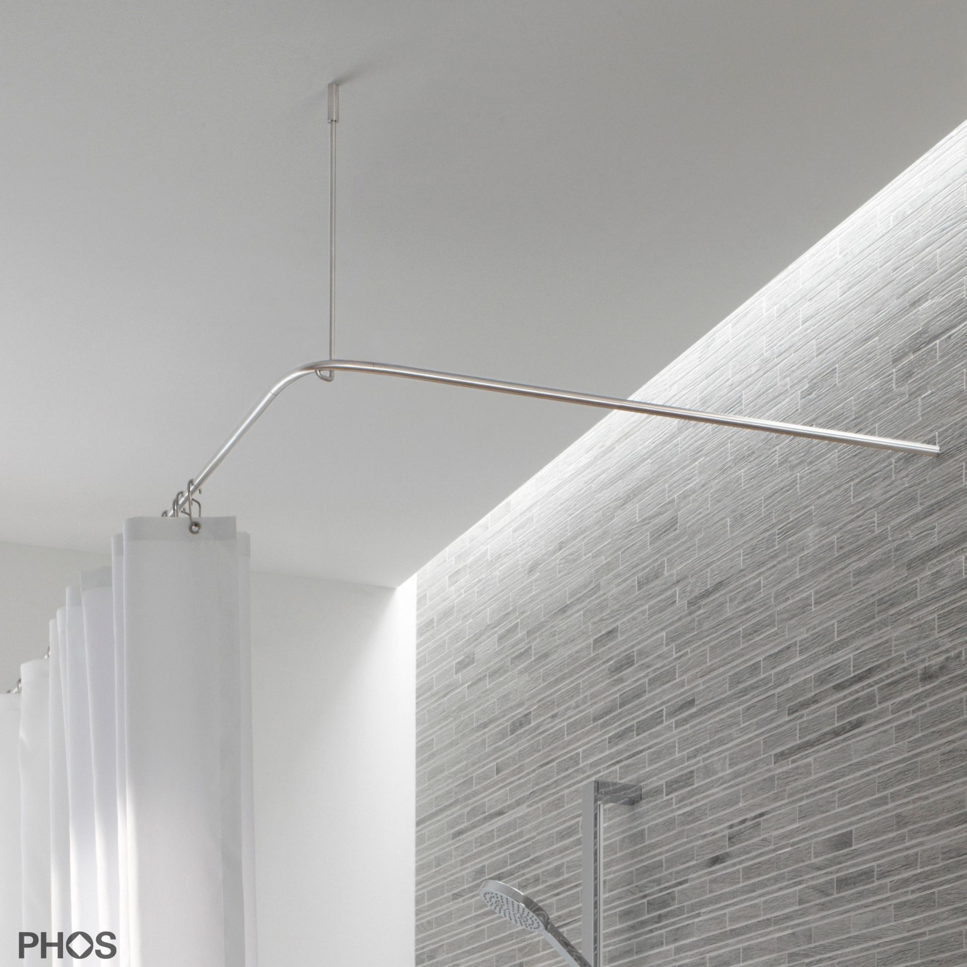 DSE1700-750 Г-образный карниз для душевой занавески, 170 x 75 см, для привинчивания PHOS 