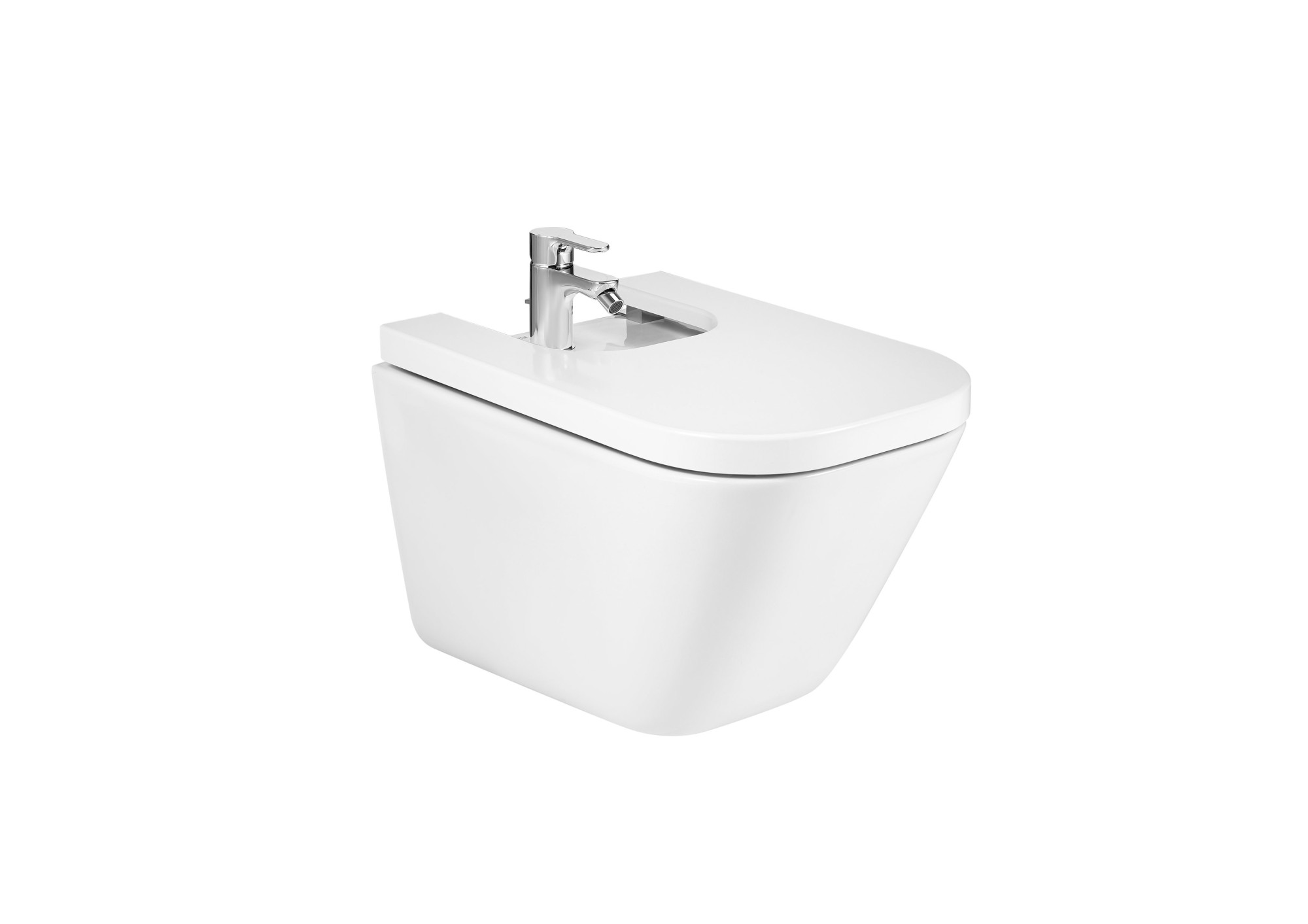 AZ5747C000 SQUARE - Подвесное биде со скрытым креплением и плавно закрывающейся крышкой Supralit® ROCA The Gap 