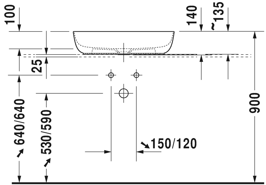 0379602300 Накладная раковина на столешницу  овальная Duravit Luv - Вид №3