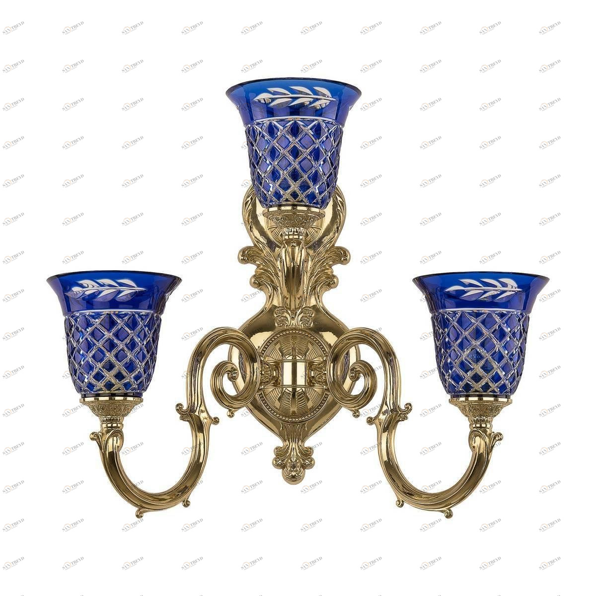 Бра настенное синее Bohemia Ivele GU 7203B16/2+1/210 BOHEMIA IVELE ПОД СТАРИНУ 00-3889101 Синий 