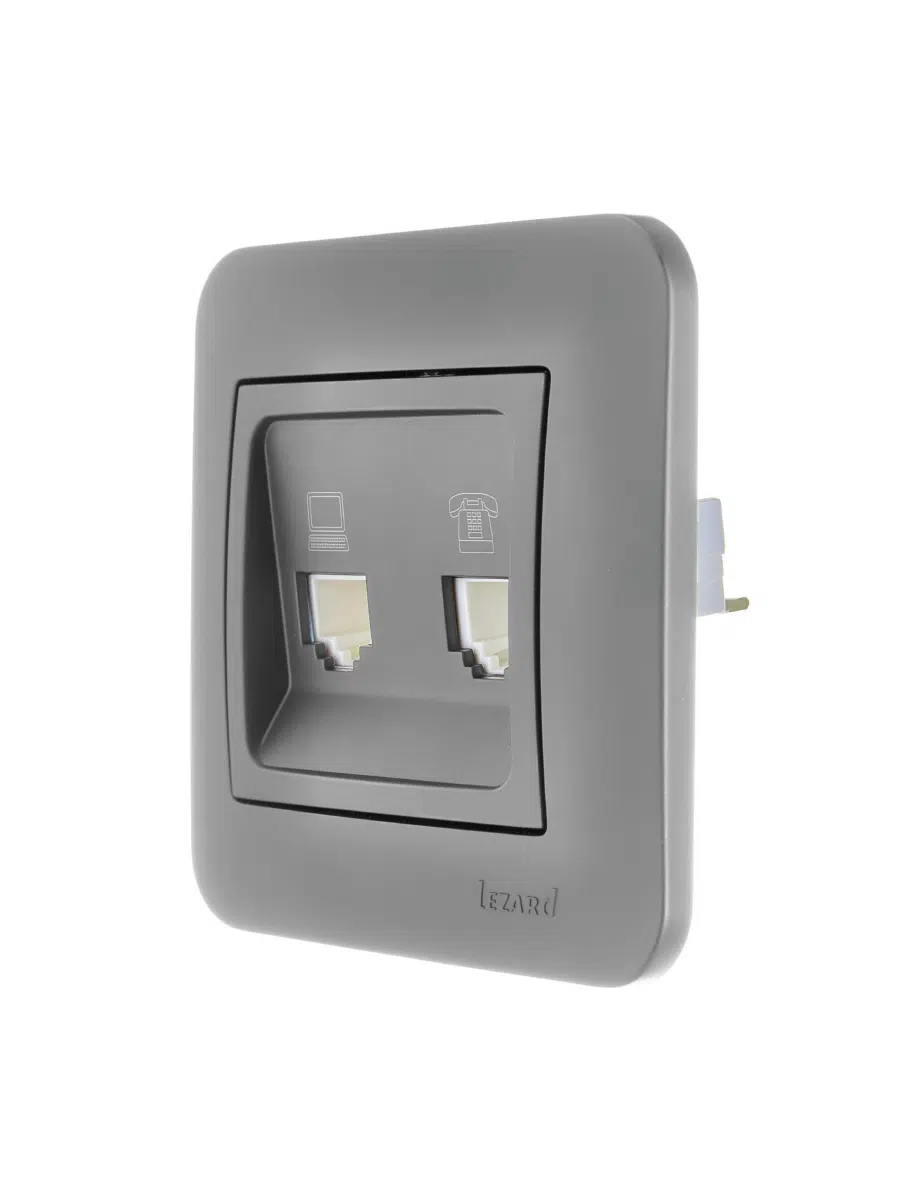 ASTI Розетка компьютер+телефон платина LEZARD 7081-3535-143