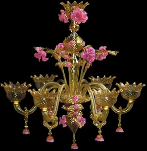 1118 ORIGINALMURANOGLASS Люстра Янтарная Роза - Ферро - муранское стекло OMG  см