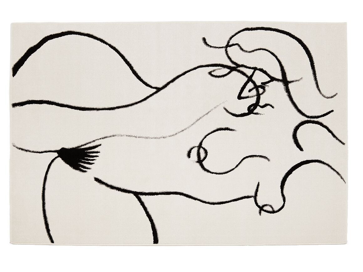 Прямоугольный полипропиленовый ковер на заказ DIZA WOMAN LAYING (BLACK & WHITE) ARCH-00153073 - Вид №1