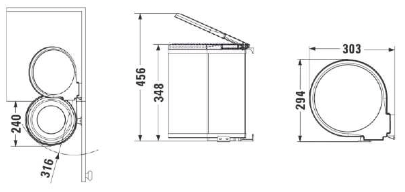 Ведро для мусора на дверцу шкафа Delta 350/13 Grey NAVAKO 10005 - Вид №2