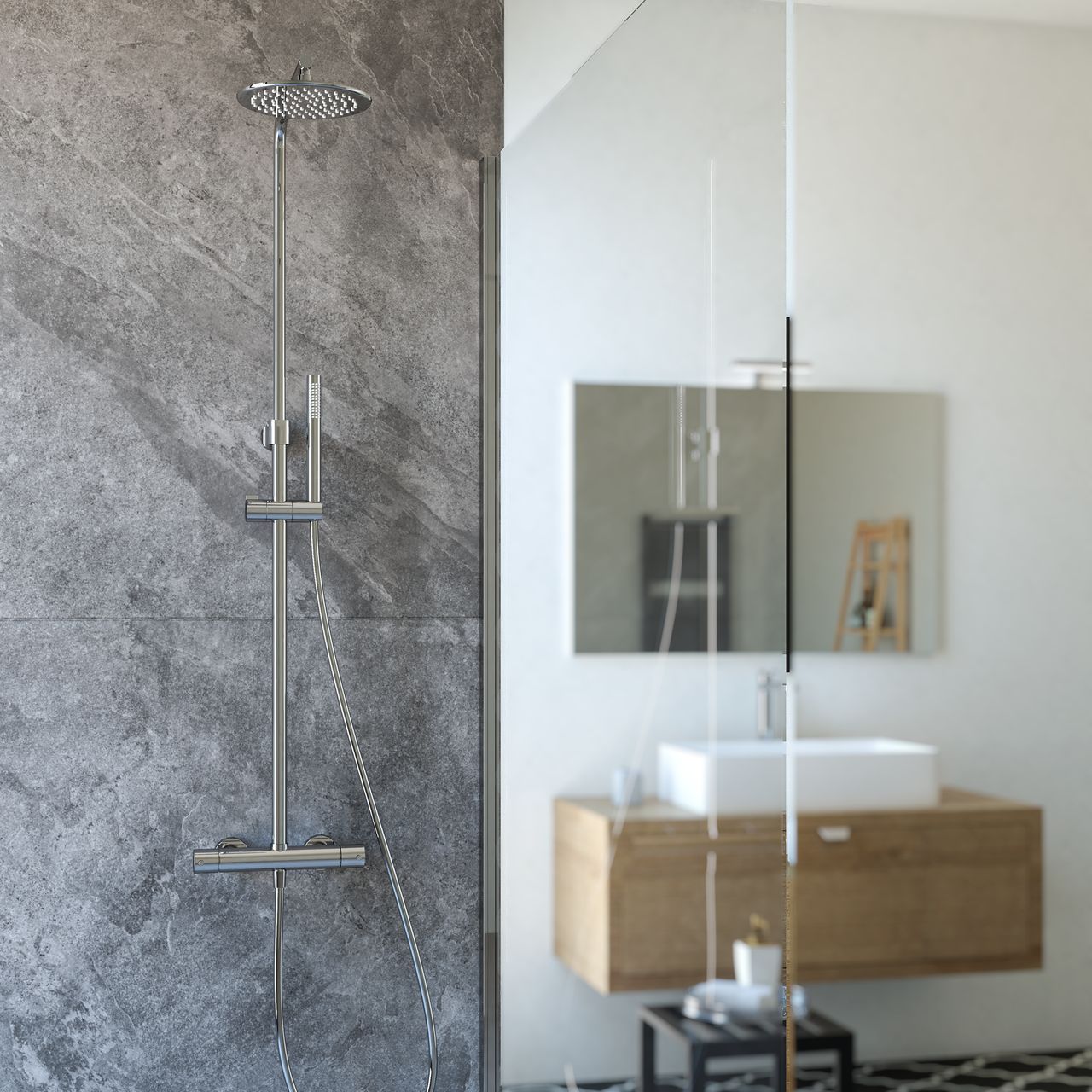 Настенная душевая колонна с ручным душем Ercos Round-T ARCH-00126134 - Вид №1