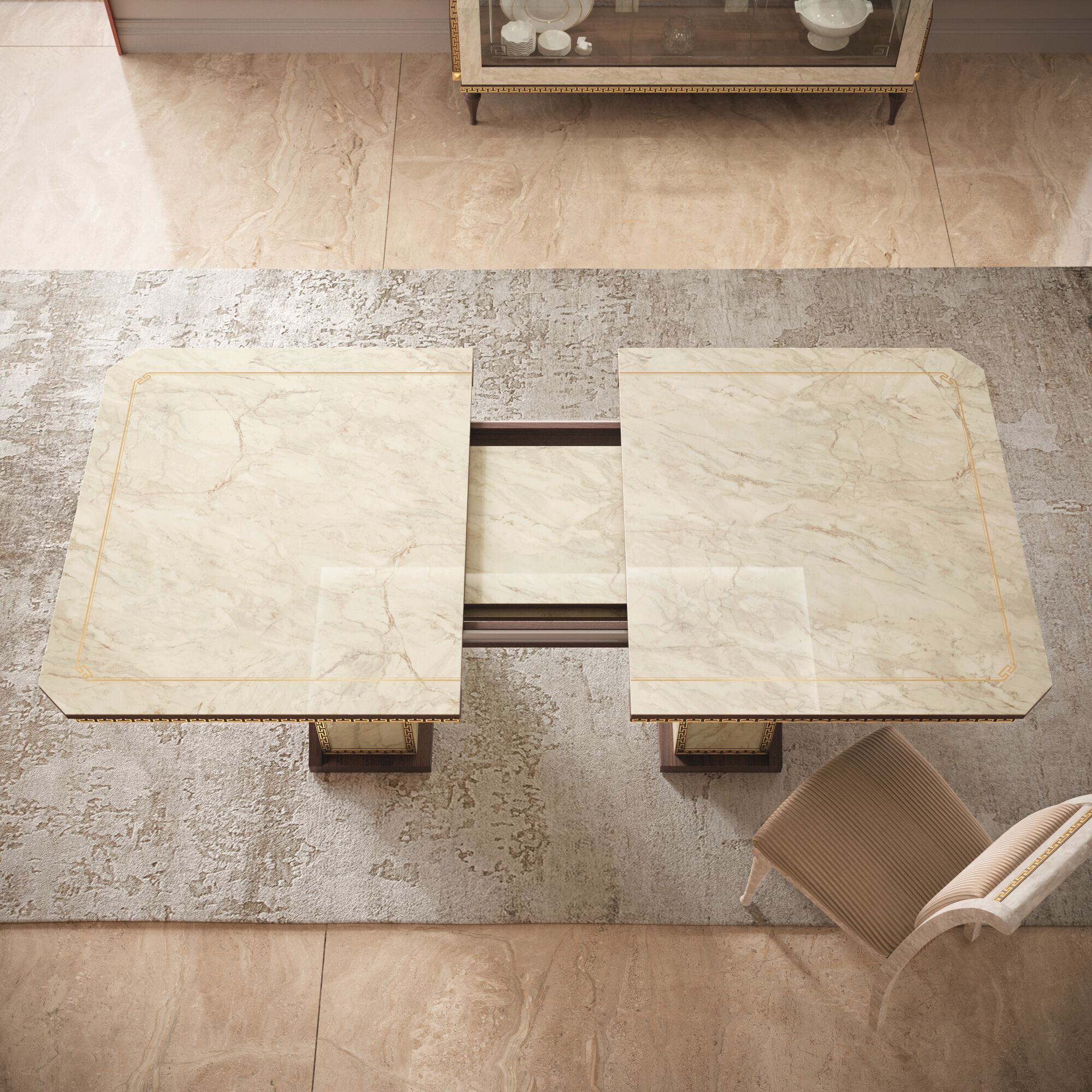 Мраморный прямоугольный выдвижной стол Arredoclassic романтика ARCH-00052632 - Вид №1