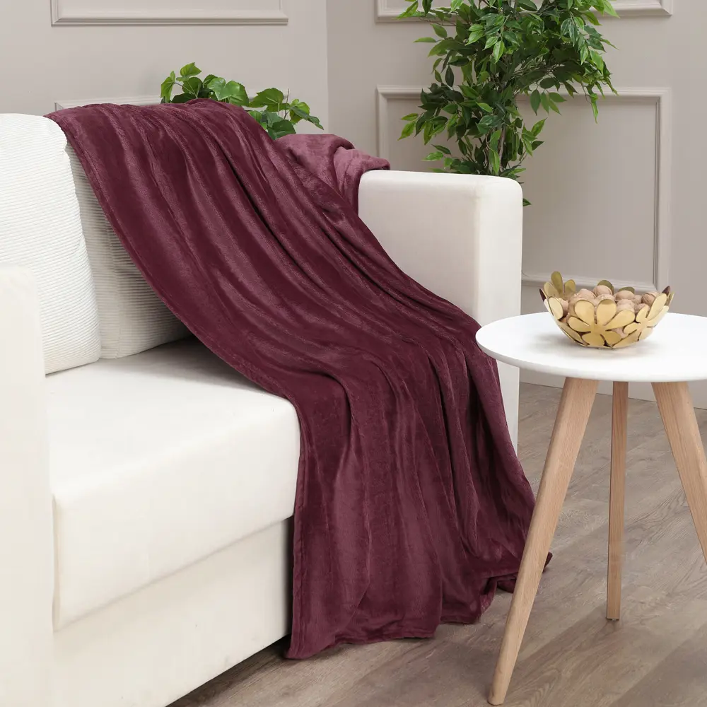Плед Flandria 200x220 см микрофибра цвет темно-бордовый Santreyd STLM-2146975 - Вид №5