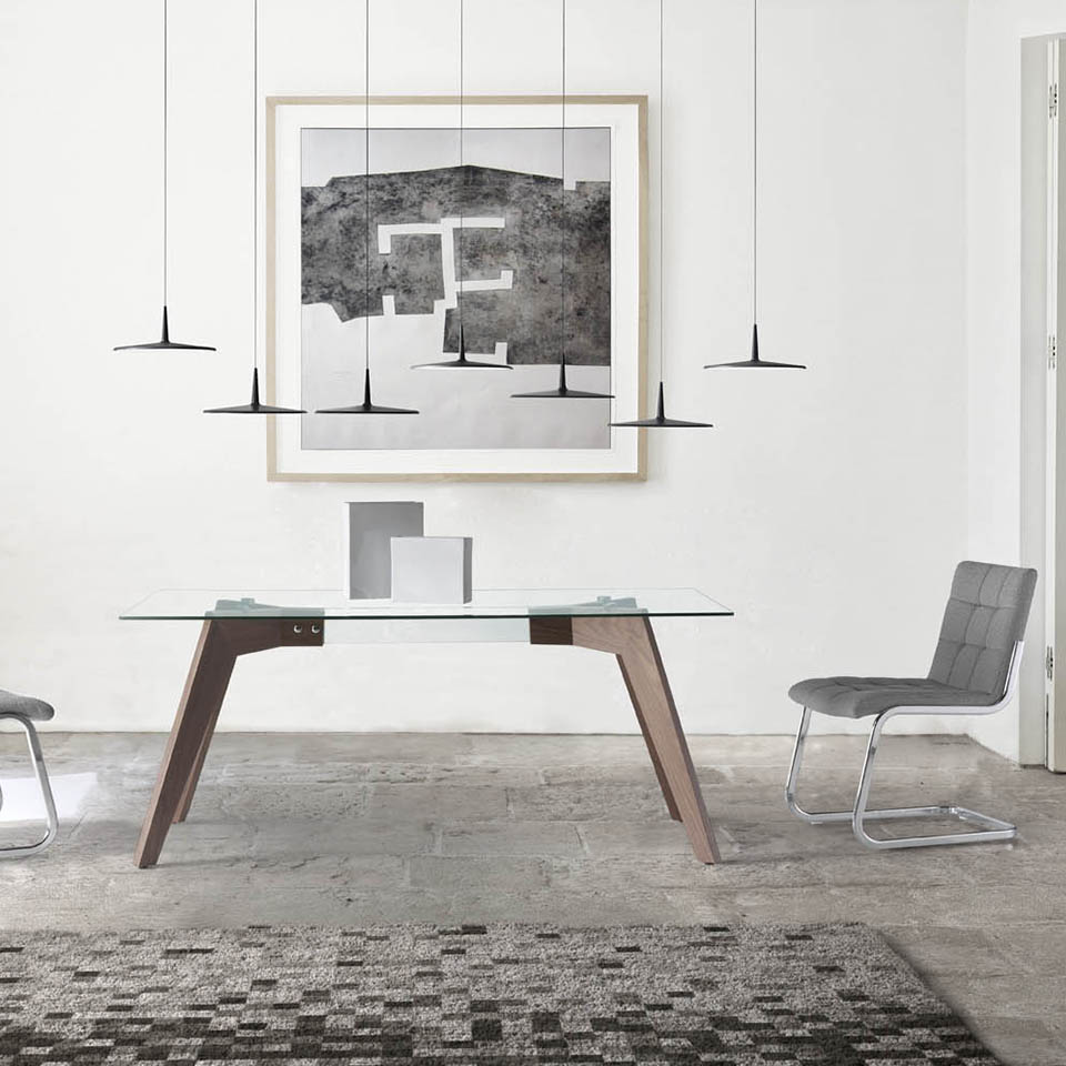 Обеденный стол прямоугольный стеклянный 160см Sofisticado от Angel Cerda ANGEL CERDA  00-3865648 Орех;коричневый;прозрачный  - Вид №3