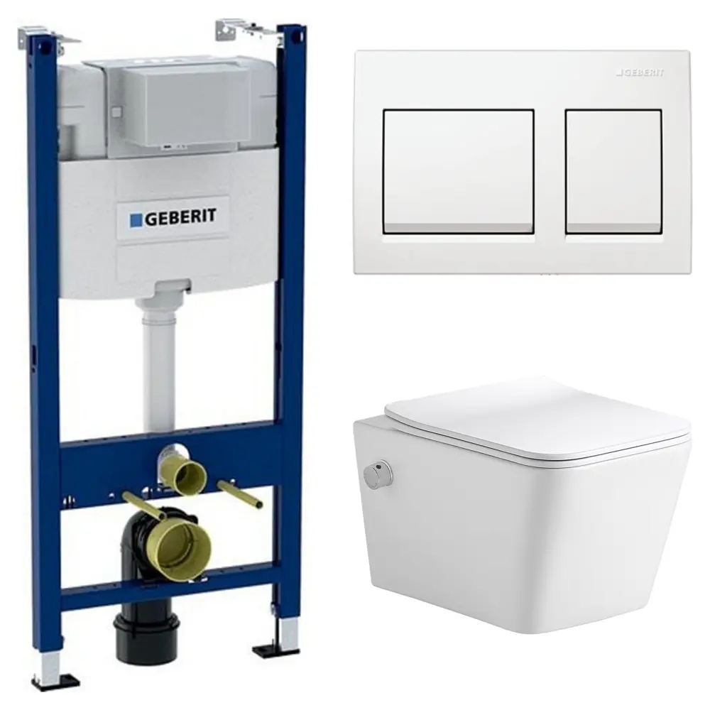 Комплект инсталляции Geberit Alpha с унитазом тип ободка открытый Glory клавиша Geberit Alpha белая STLM-2125082
