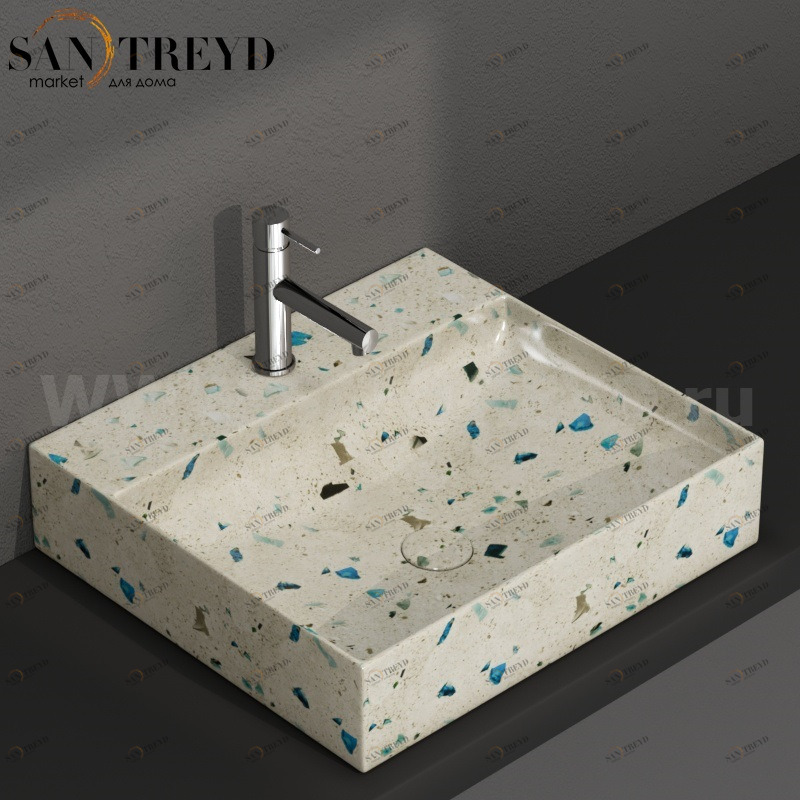 B6R51GB Подвесная раковина настенная прямоугольная Ceramica Globo T-EDGE белая