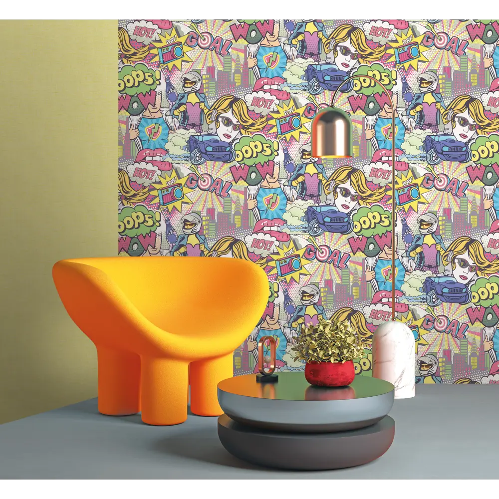 Обои флизелиновые Артекс Поп Арт желтые 1.06 м 10700-01 STLM-2134201 - Вид №2