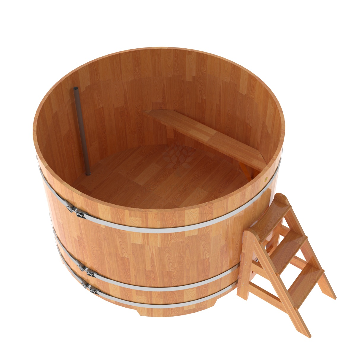 1559 Купель круглая из сращенных ламелей лиственницы d=1,80х1,2 натуральная Alyarus  - Вид №1