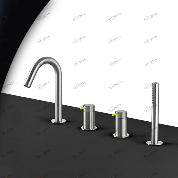 Смеситель для ванны матовая сталь с зеленой ручкой Toki Radomonte TKI16SCIL23