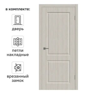 Дверь межкомнатная глухая Мона 70x200 см ПВХ цвет дуб филадельфия с замком и петлями 84506505 STLM-2099253
