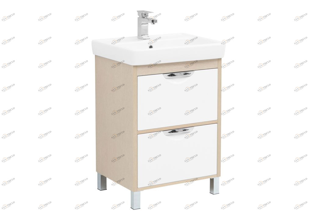 Тумба с раковиной Aquanet Гретта 60 New светлый дуб (2 ящика) 0023940000185551