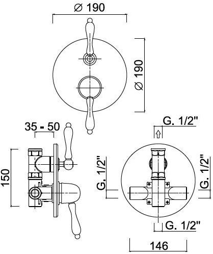 Rubinetteria Giulini Смеситель для душа с переключателем Pragamix - pragamix crystal F7511-3 - Вид №1