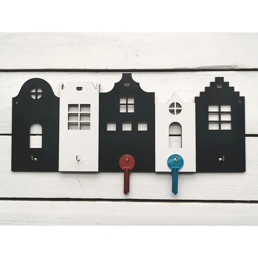 Ключница Город 15x36x3 мм МДФ цвет черно-белый Santreyd STLM-2207935 - Вид №1