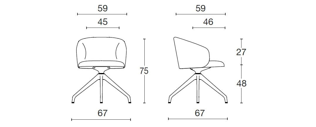 Тканевое вращающееся кресло с подлокотниками Diemme Loft Community ARCH-00005609 - Вид №2