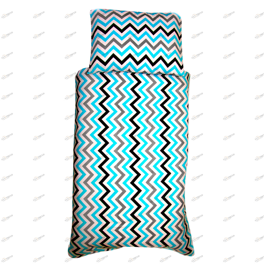 Детское постельное белье "Зигзаги" графит, бирюза, серое БЕЛЬМАРКО  327398 Голубой Santreyd 