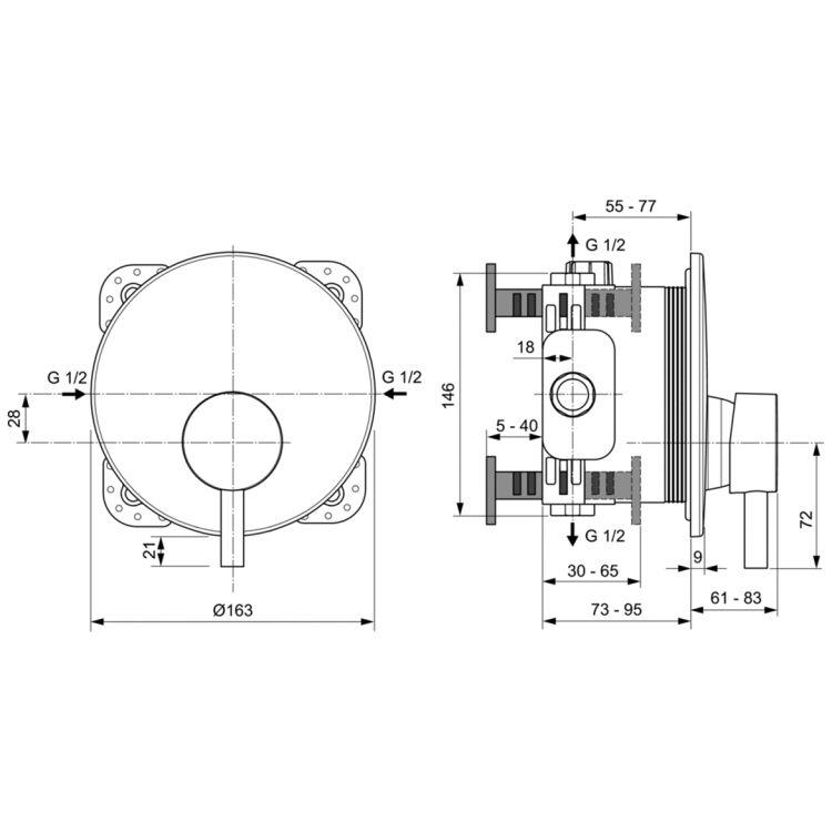 A7388AA Встраиваемый смеситель для душа Ideal Standard CERALINE - Вид №2
