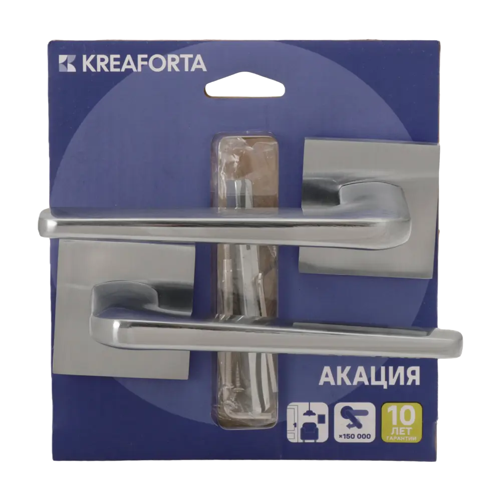 Дверная ручка на розетке KREAFORTA Акация без запирания цвет хром STLM-2200269 - Вид №2