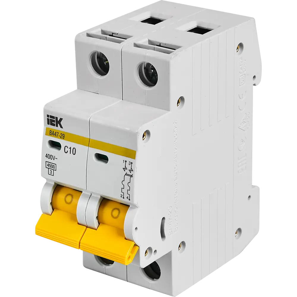 Автоматический выключатель IEK двухполюсный 10А с защитой от перегрузок 11873878 STLM-1105692