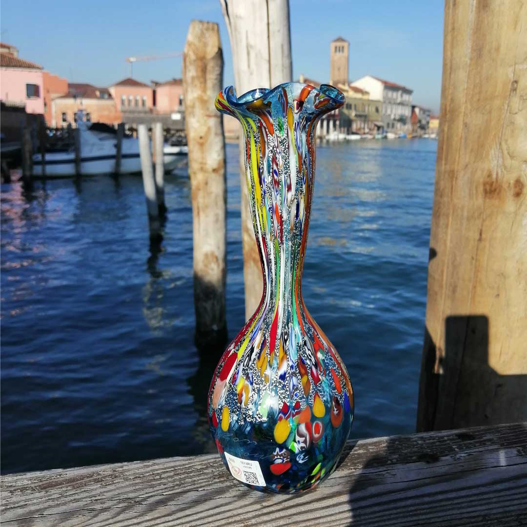 621 ORIGINALMURANOGLASS Ваза-сосуд Murrina azzurra Mare - муранское стекло OMG 10 см  - Вид №1