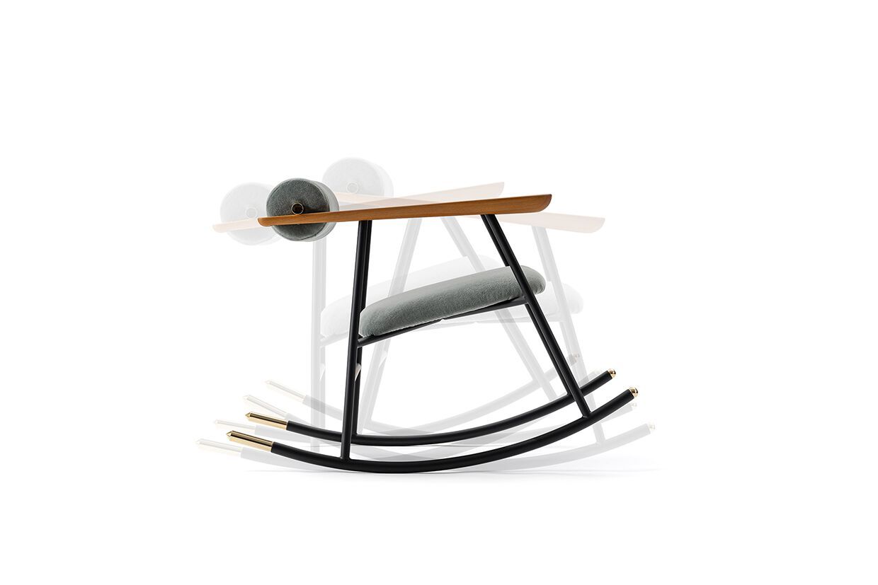 Кресло-качалка с кожаной обивкой Gallotti&Radice LOULOU ROCK ARCH-00053893 - Вид №7