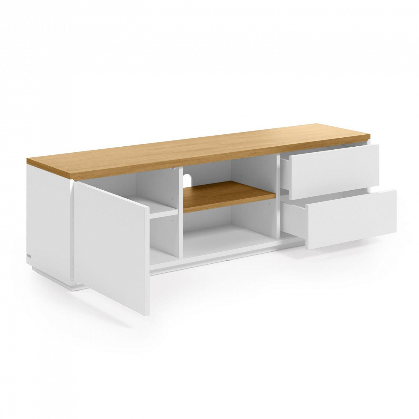 101697 Тумба под ТВ шпон дуба и белый лак 150 x 44 cm La Forma Abilen  - Вид №2