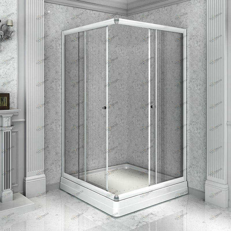 Душевой угол 100х110 (прямоугольный, правое исполнение), стеклянные шторки (прозрачные), поддон на раме-подставке с устройством слива, профиль белый Radomir 1031201230