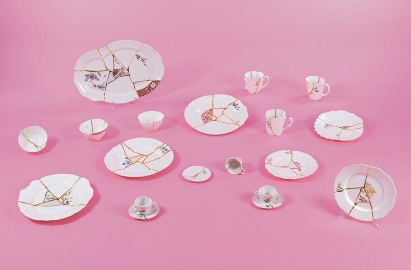 Seletti Сервировочная тарелка из фарфора и золота Kintsugi sun-id-1410313 - Вид №3