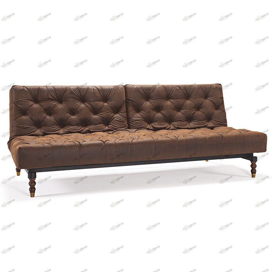 Диван Oldschool c ножками Retro из темного дерева и черной рамой, коричневый Innovation Living OLDSCHOOL461