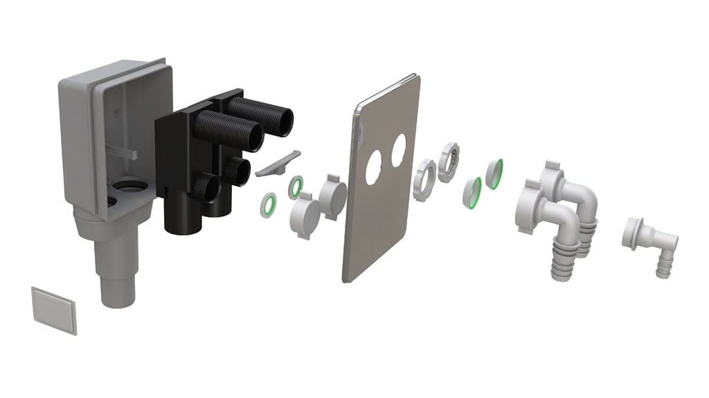 Двойной встраиваемый сифон для слива бытовой техники Bonomini Bibox ARCH-00024385 - Вид №2