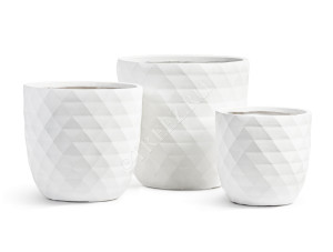 41.1020-0037-WH-44 Кашпо  ERGO - серия Diamond - Чаша-конус - Белый камень Цветочная коллекция