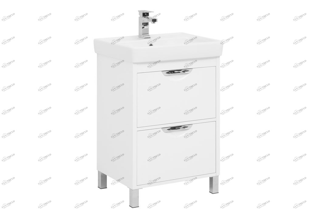 Тумба с раковиной Aquanet Гретта 60 New белый (2 ящика) 0023357700185551