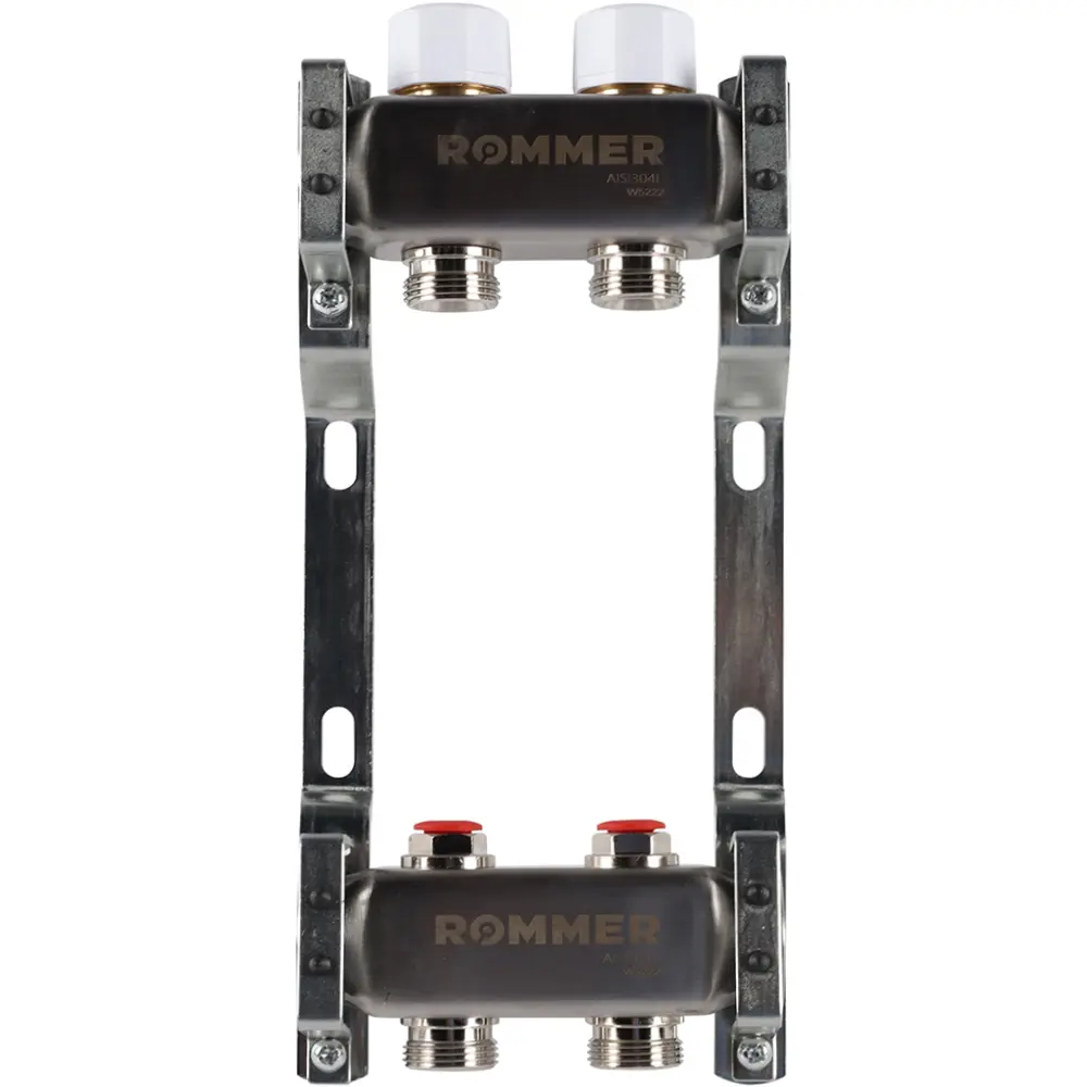 Коллектор без расходомеров Rommer 1"x3/4" 2 выхода нержавеющая сталь RMS-3200-000002 STLM-2042644