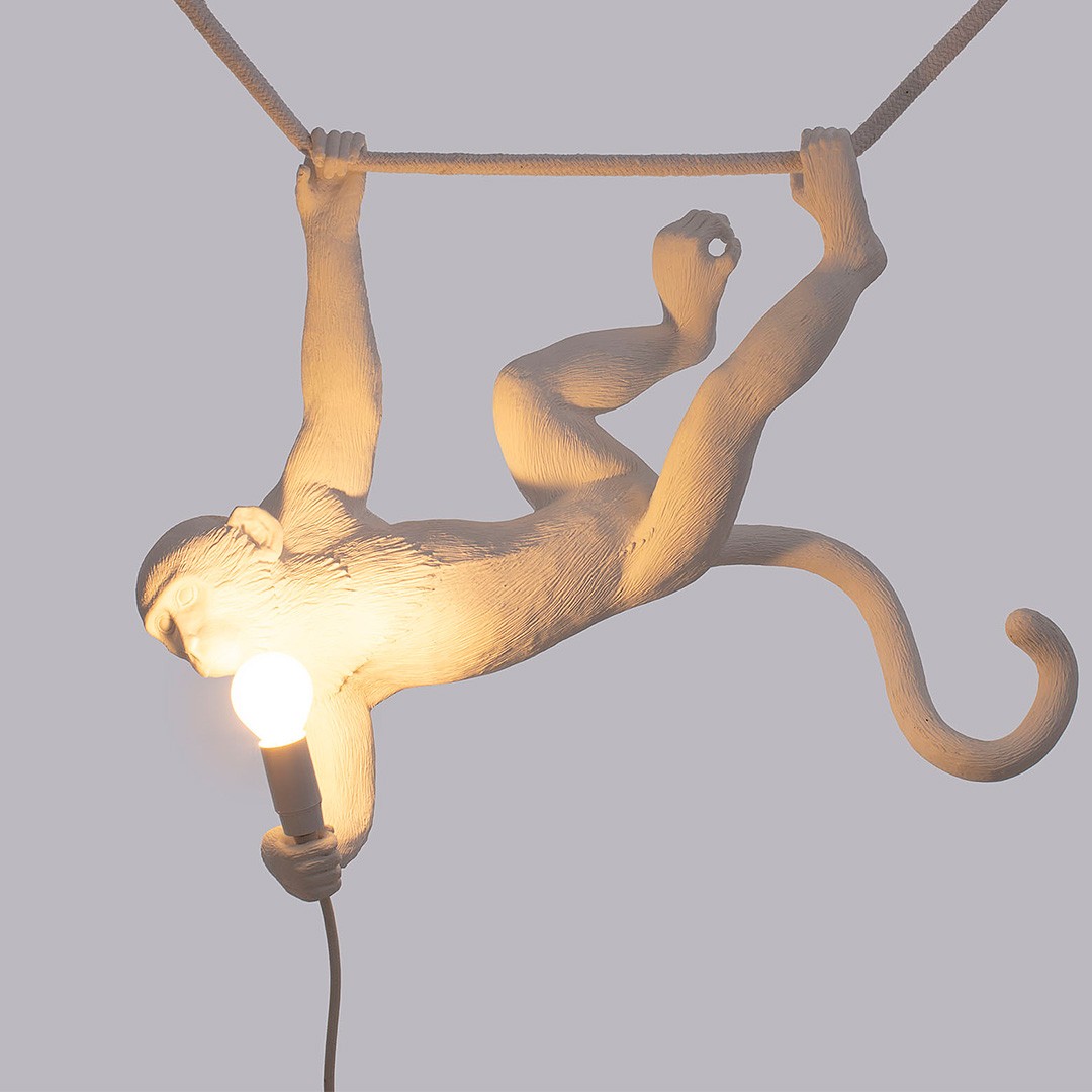 Seletti 14875 MONKEY SWING светильник подвесной обезьяна на канате белая 117603 - Вид №2