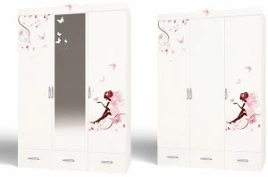 Шкаф ABC-KING 3х дверный Фея без зеркала со стразами Сваровски