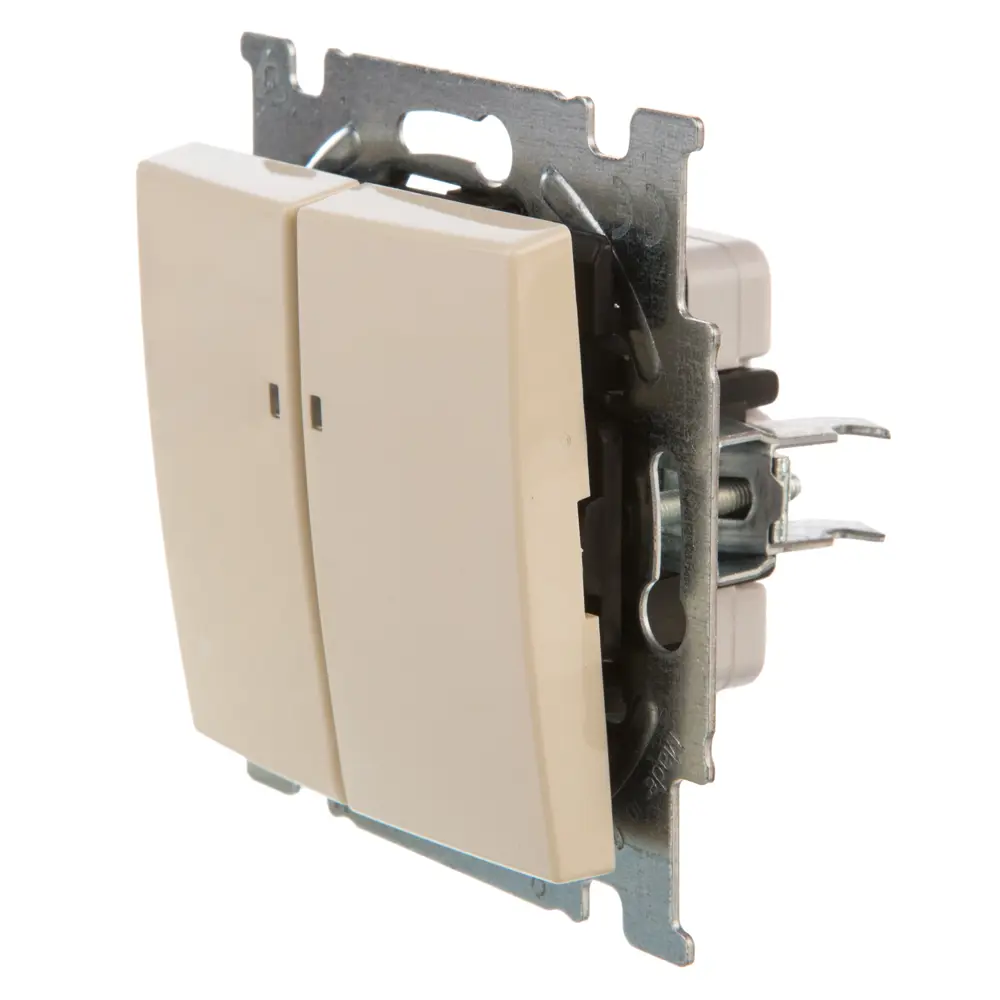 Выключатель встраиваемый ABB Basic 55 2 клавиши с подсветкой, цвет бежевый Basic55 STLM-2039203 - Вид №2