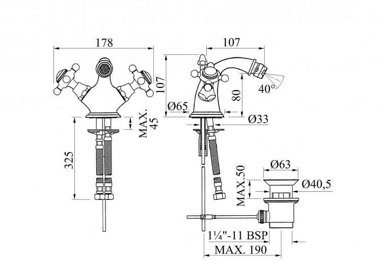 Bronces Mestre Смеситель для биде на столешнице Retro 035020.000.00 - Вид №1