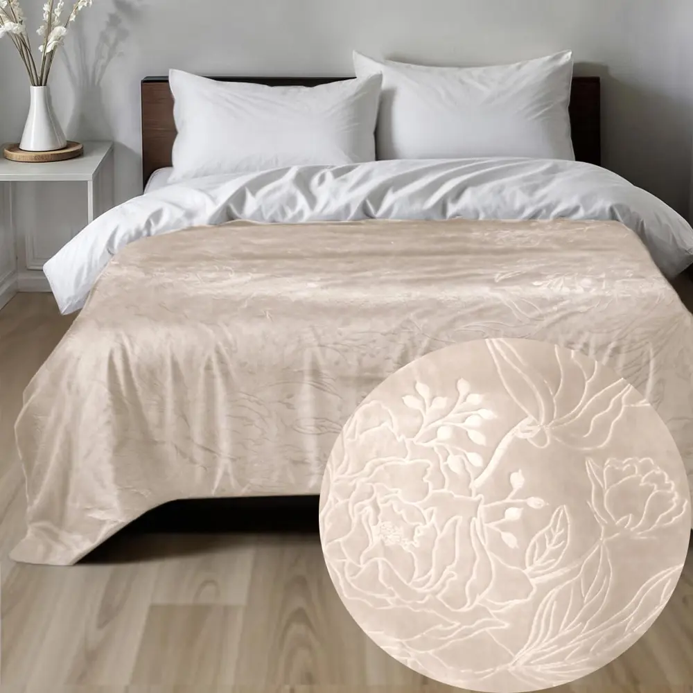 Покрывало Bouquet 240x260 см велсофт цвет кремовый Santreyd STLM-2208176