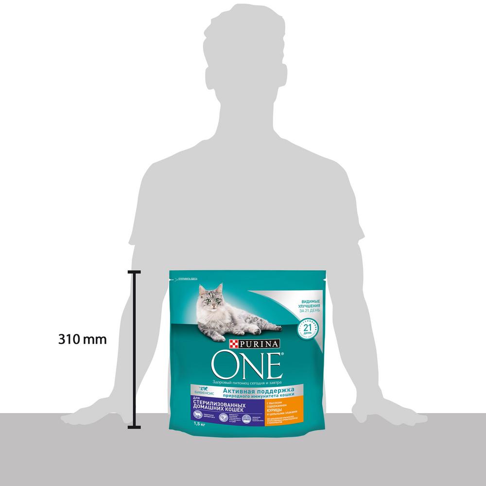 ПР0059647 Корм для кошек для стерилизованных домашних, курица, цельные злаки сух. 1,5кг ONE  - Вид №7