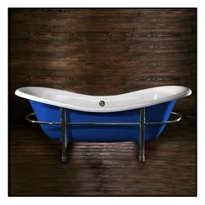 Ванна напольная отдельностоящая синяя с рамой - поручнем  Akcjum Catalina WR-08-C